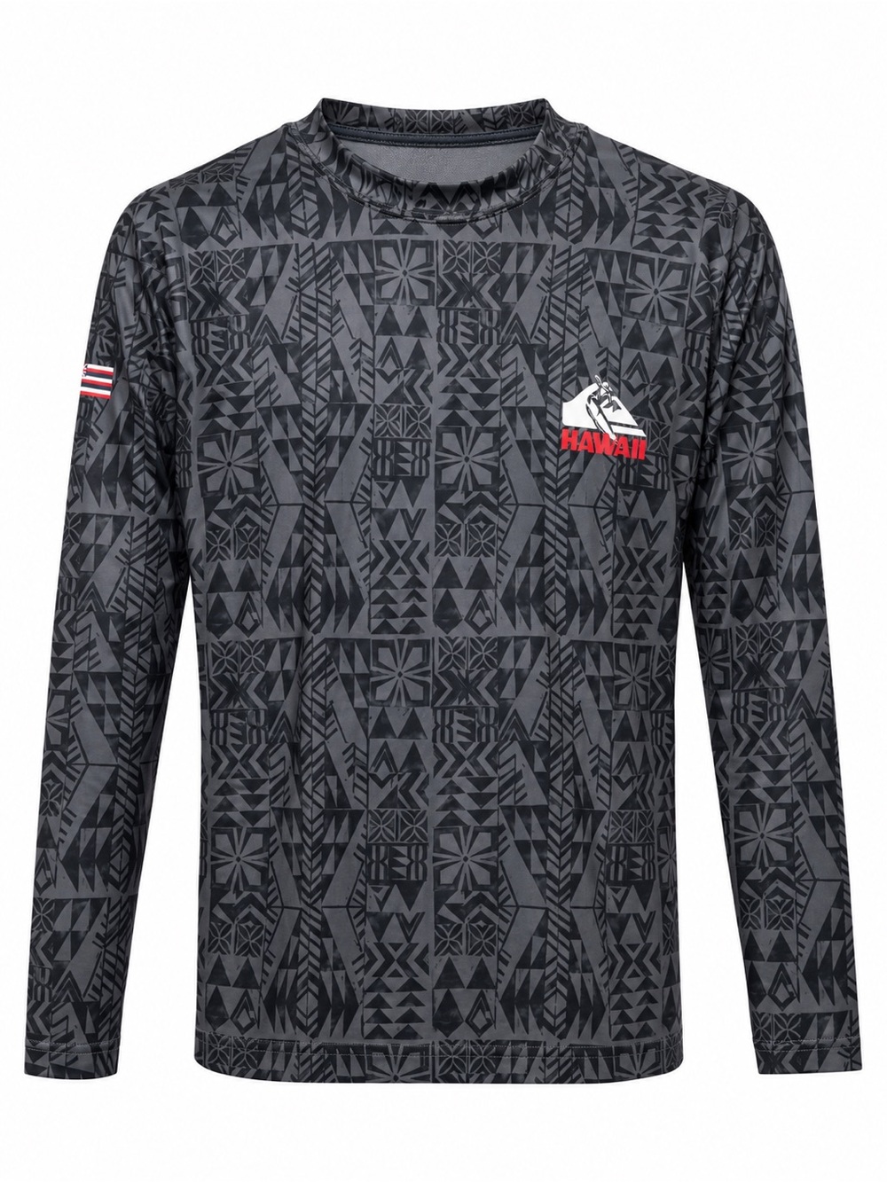 Quiksilver Hawaii LS Surf Shirt Men M Iron Gray Polynesian Print NWT